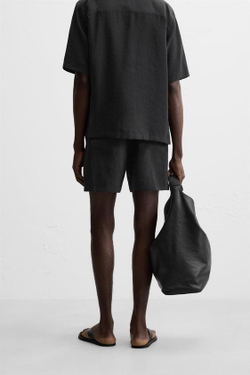 ZARA КОРОТКИЕ ШОРТЫ-БЕРМУДЫ КЛАССИЧЕСКОГО КРОЯ, ЧЕРНЫЙ