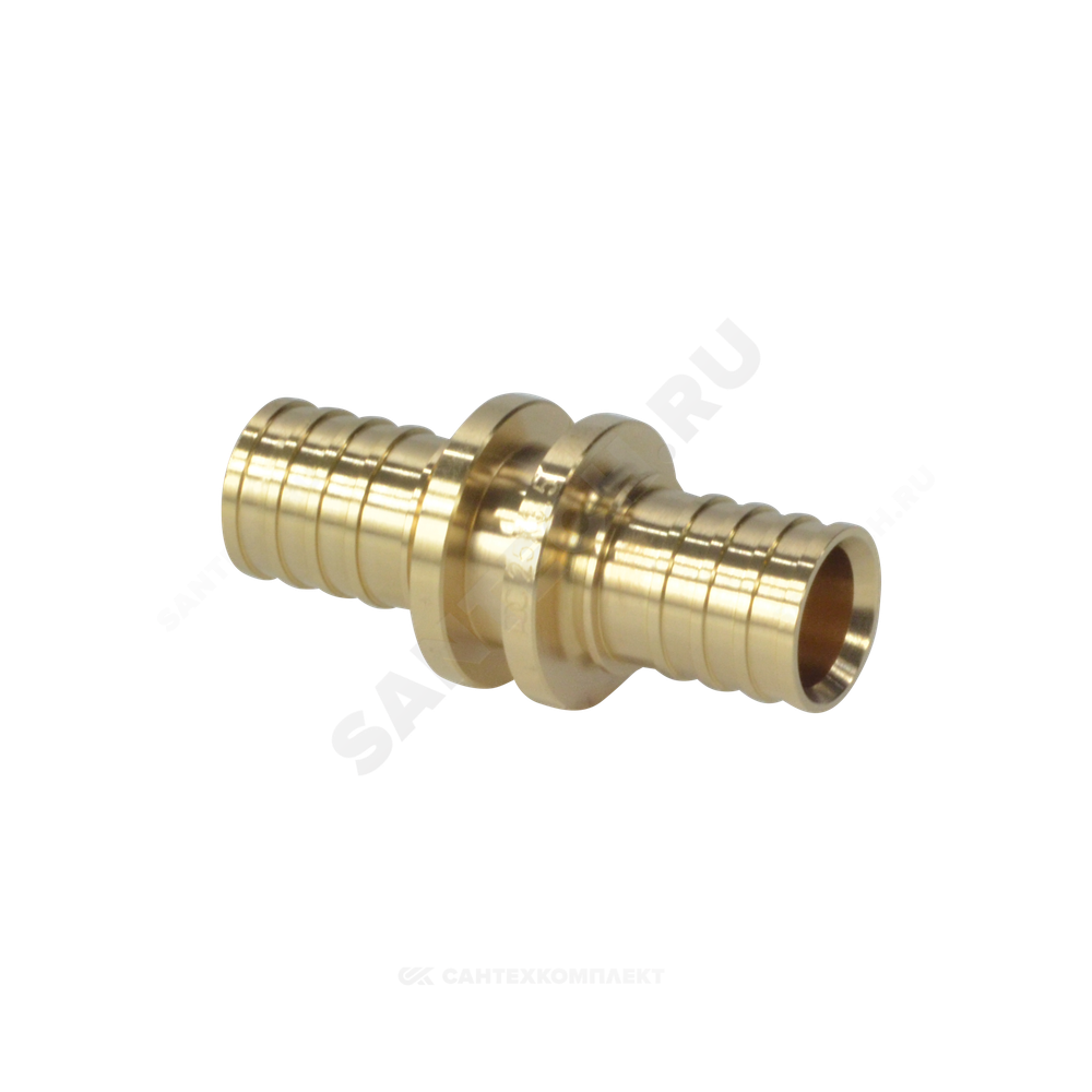 Муфта для PE-X труб аксиальная латунь Дн 16 РОС