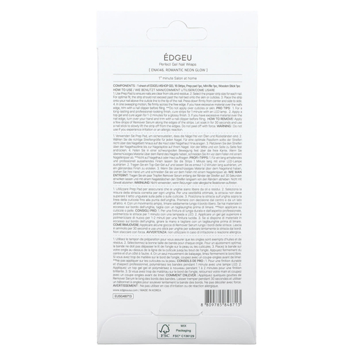 Edgeu, Гелевые обертывания для ногтей Perfect, ENA 146, Romantic Neon Glow, набор из 19 предметов