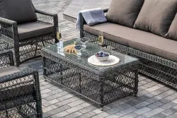 "Гранд Латте" лаунж-зона из искусственного ротанга, цвет графит