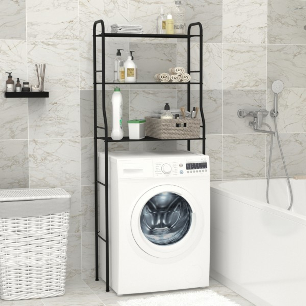 Стеллаж в ванную комнату широкий "Атлантик 23" Черный 655*300*1670