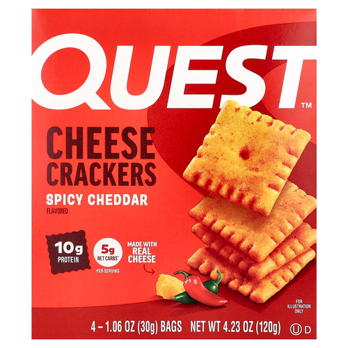 Quest Nutrition, Сырные крекеры, острый чеддер, 4 пакетика по 30 г (1,06 унции)