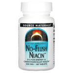 Source Naturals, ниацин, не вызывает приливов крови, 500 мг, 60 таблеток