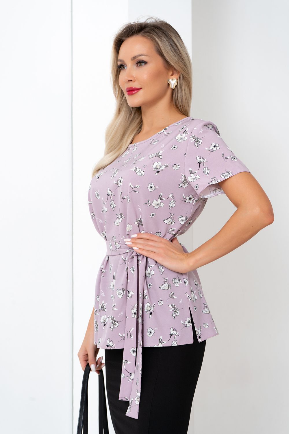 Блузка Элиза (розовый/цветы) Б11-253/2 Nikol