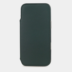 Чехол-книжка кожаная для iPhone 17 Pro Max, теленок темно-зеленого цвета
