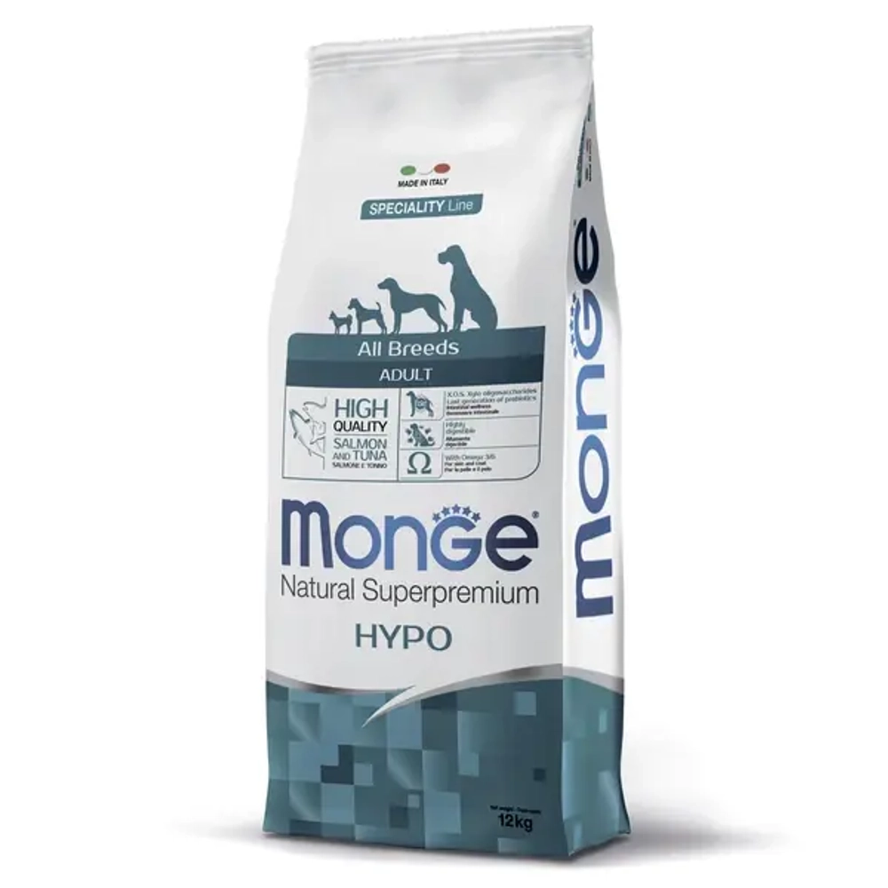 Сухой корм Monge DOG Speciality Line HYPO для взрослых собак, гипоаллергенный, из лосося с тунцом 12 кг