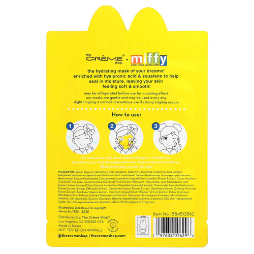 The Creme Shop, Miffy, увлажняющая тканевая маска с освежающей эссенцией, Dewy Dreams, 1 шт.