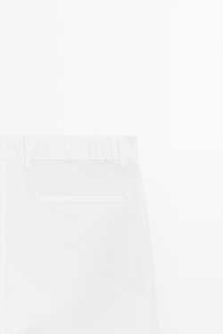 Massimo Dutti Брюки из поплина бочкообразного кроя из хлопка и льна, белый