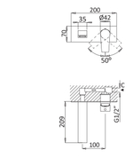 Встраиваемый смеситель для раковины CEZARES NAUTIC-BLI-01-W0