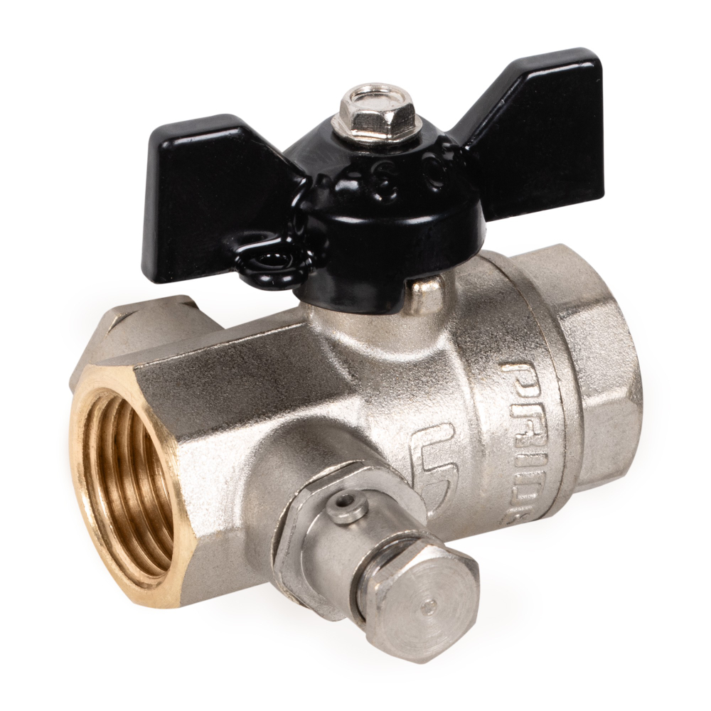 Кран шаровой латунный LD Pride 44.15.В-В.С.Б Ду15 Ру40 с дренажем и воздухоотводчиком,вн-вн(бабочка)