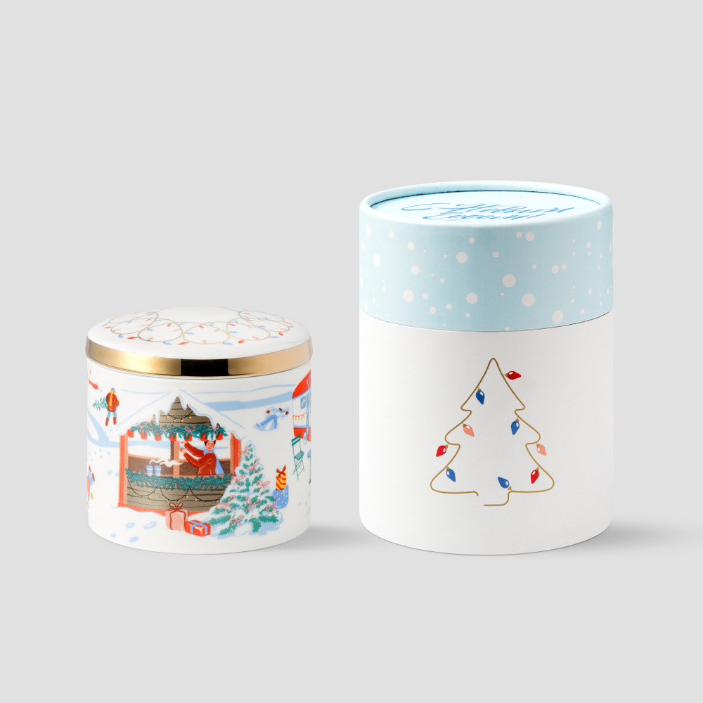 Емкость для хранения Farforite «Новогодний сюжет» в подарочном тубусе