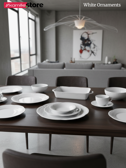 Блюдо овальное 31,5х22,5 см. фарфор, "White Ornaments"