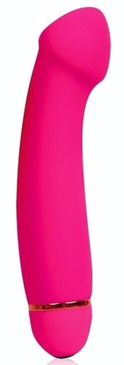 Розовый изогнутый вибромассажер с 20 режимами вибрации - 15 см. (Цвет: розовый)