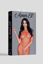 Роскошный сетчатый боди-комбинезон на бретельках с открытым доступом (Размер: S-M-L) (Цвет: красный)