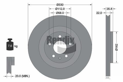 BENDIX Braking - BDS1250-BEN - Brake Disc