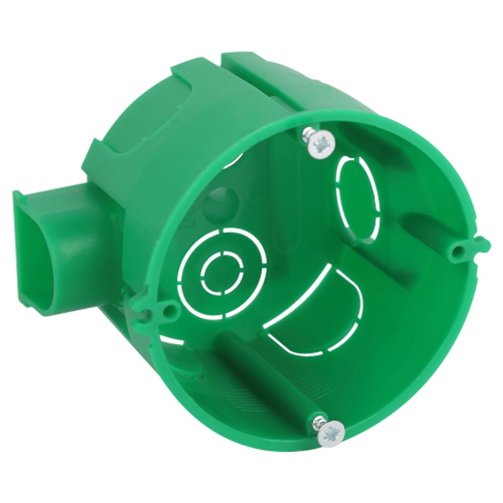 Коробка установочная ЭРА KUTS1-68-45-green зеленая 68х45мм для твердых стен с саморезами, один стыковочный узел IP20