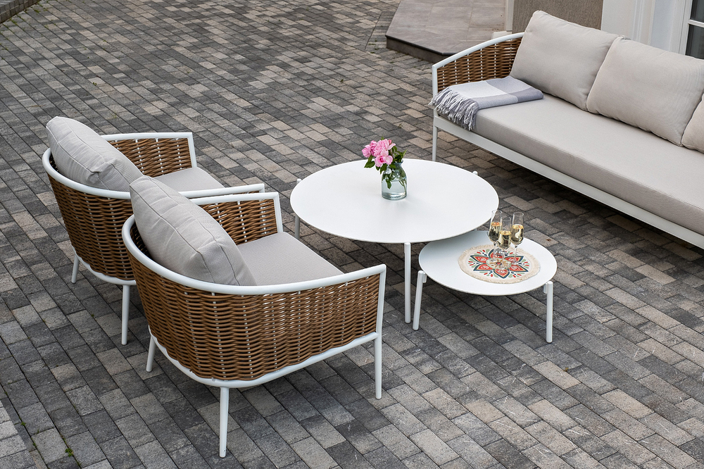 "Тоскана" лаунж-зона из искусственного ротанга, цвет соломенный