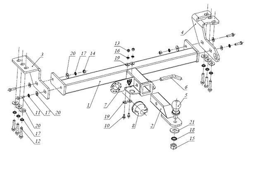 Фаркоп с элект. Smart, на Ssang Yong Actyon FA 0606-E (с 2011 г.в.) (паспорт и сертификат в комплекте) Бизон