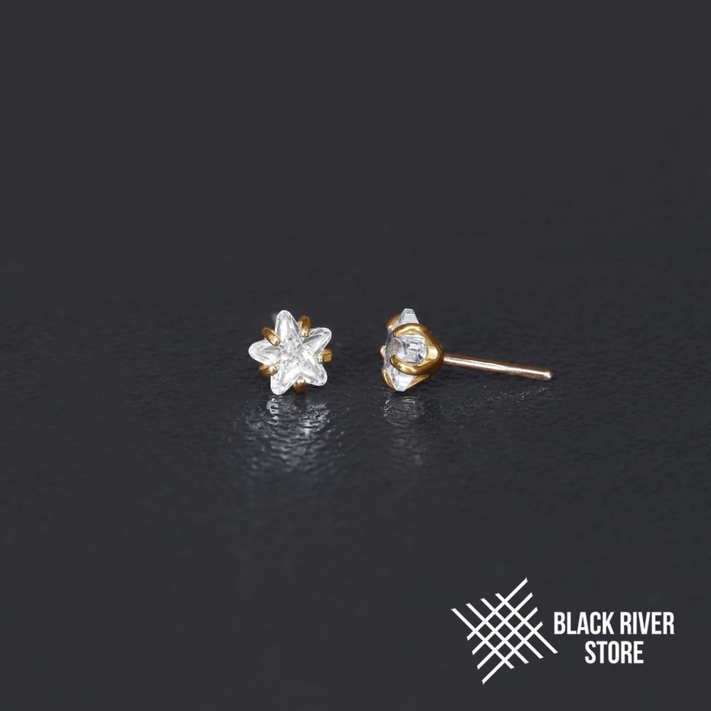 Cubic Zirconia Star Crystal PVD Yellow