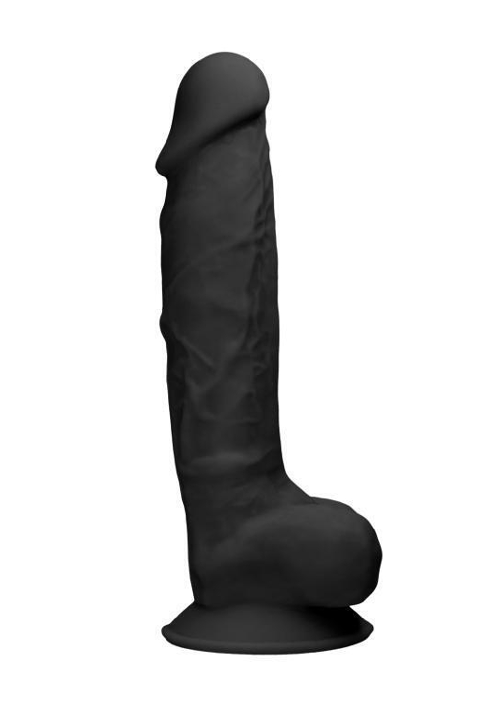 Черный фаллоимитатор Realistic Cock With Scrotum - 22,8 см. (Цвет: черный)