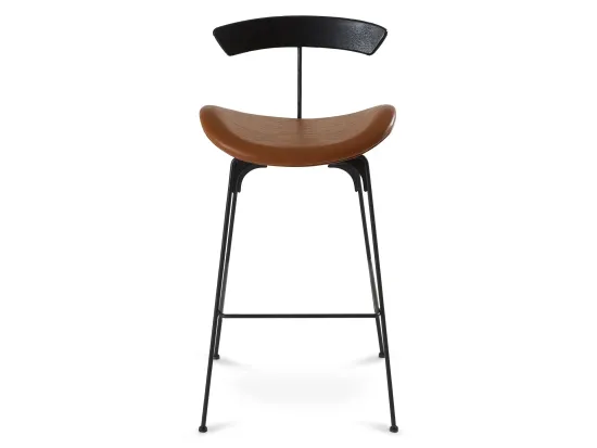 Барный стул Candy металлический, деревянная спинка, коричневая экокожа