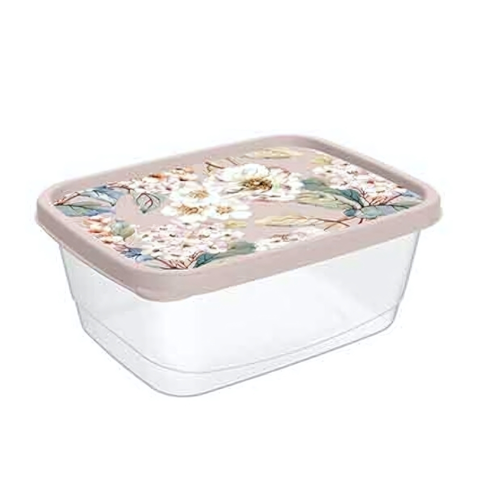 Контейнер для продуктов 0,85л с декором (бежевый)