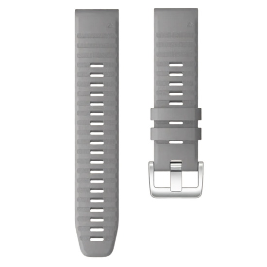 Ремешок QuickFit 22 мм. для Garmin силиконовый серебристая пряжка (Серый)