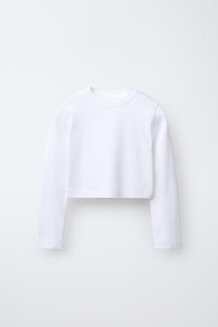 ZARA БАЗОВАЯ УКОРОЧЕННАЯ ФУТБОЛКА, БЕЛЫЙ