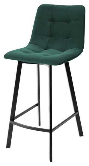 Полубарный стул CHILLI-QB SQUARE зеленый #19, велюр / черный каркас (H=66cm)