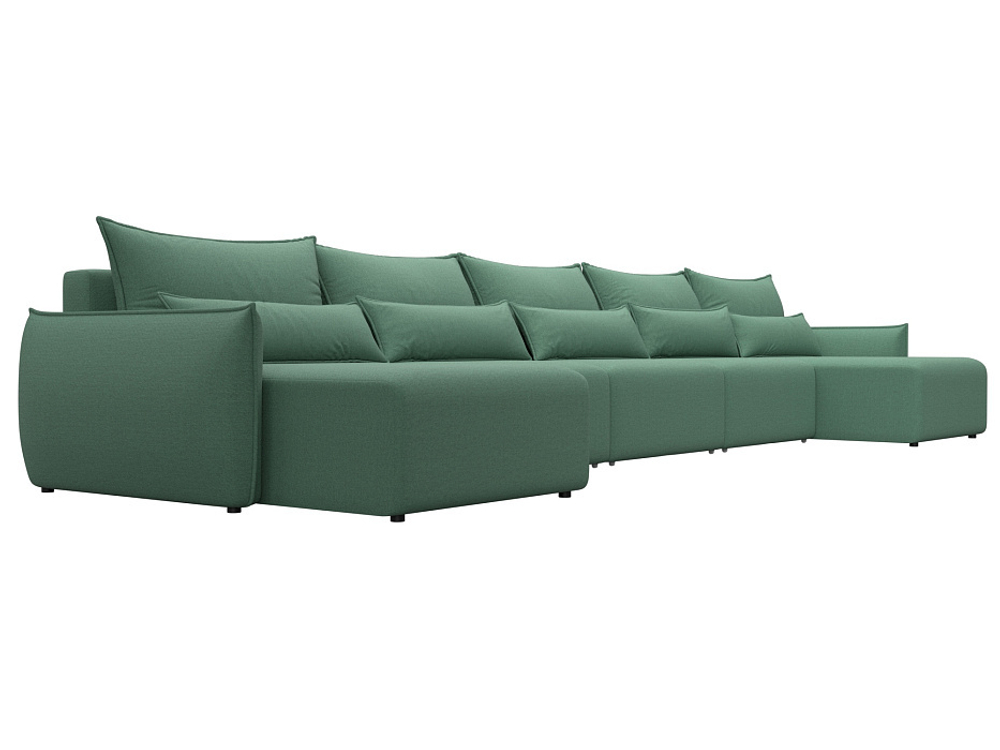 Диван П-образный Лига-051 НПБ МегаЛонг РОГОЖКА Амур 11 зеленый