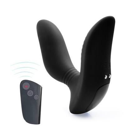 Черный вибромассажер простаты с пультом ДУ 3,5’’ Remote Control Curve P-spot Massager - 12 см.