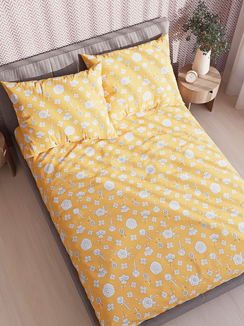 Постельное белье поплин Сказка "Совята/Совята (компаньон)" 1,5-сп Наволочка 50х70 см 1 шт Простынь 150x215 см Пододеяльник 145x215 см