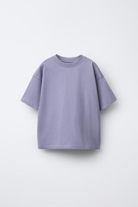 ZARA ОДНОТОННАЯ ФУТБОЛКА MEDIUM WEIGHT, СИРЕНЕВЫЙ