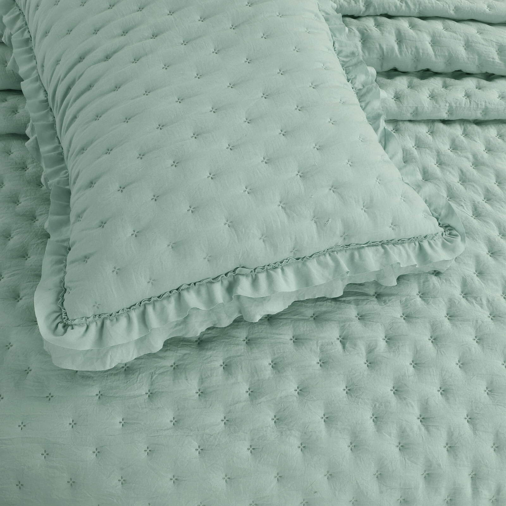 Покрывало 230x250 и 2 наволочки 50х70 Sofi De MarkO Фрау зеленое