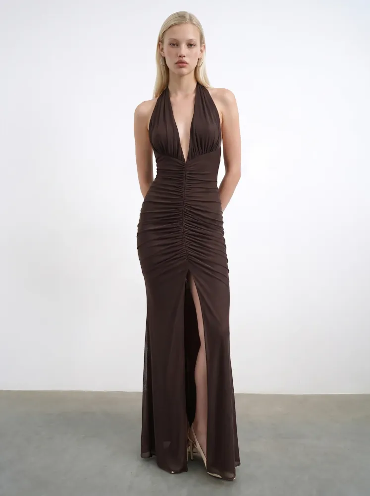 Луна макси (Luna maxi), платье макси из шоколадной сетки