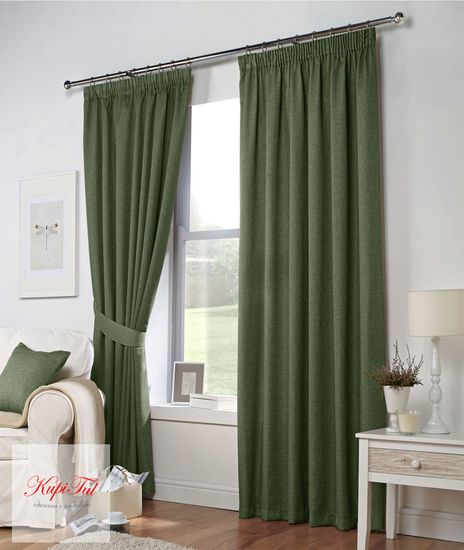 Длинные шторы. Тоскана (изумрудный) рогожка.