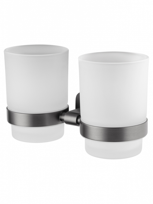 Два стакана для зубных щеток с держателем WONZON & WOGHAND GRAFFITY, Темный графит (WW-9328-GM)