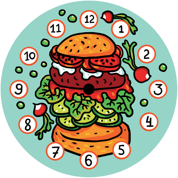 Часы на магните "Гамбургер"