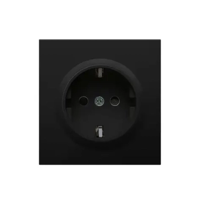 Накладка для розетки электрической с заземлением со шторками 16A 250 В, матовый карбон, Donel R98, DA22030, без механизма