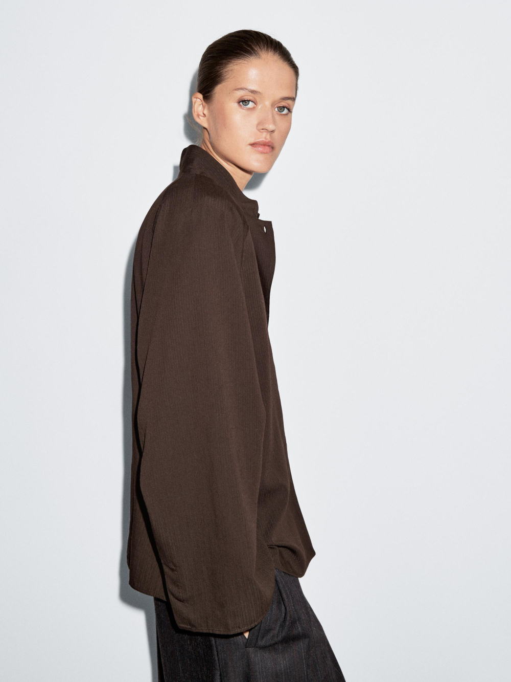 Massimo Dutti рубашка с рукавами реглан, коричневый