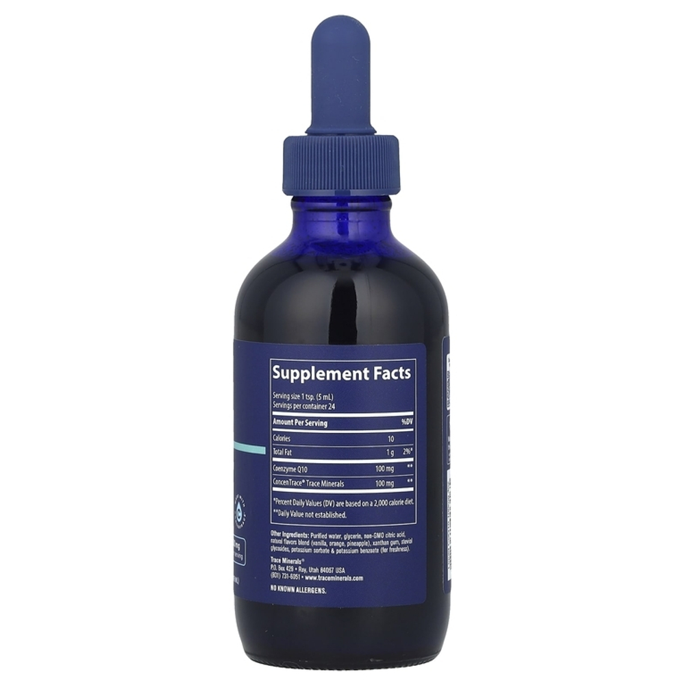 Trace Minerals Liquid CoQ10 100 mg 118 ml, Жидкий Коэнзим Q10 со вкусом мандарина
