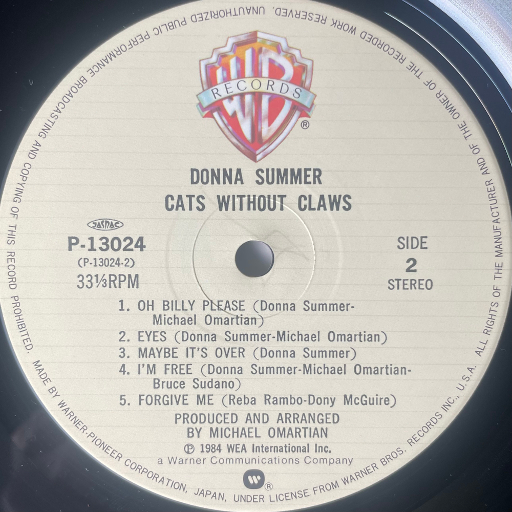 Donna Summer ‎– Cats Without Claws (Япония 1984г.)