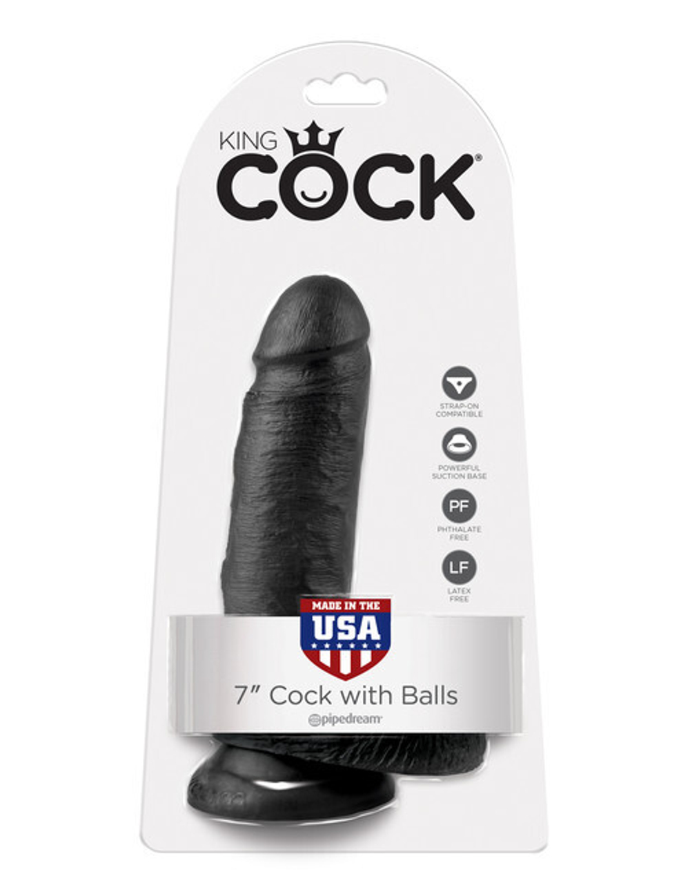 Фаллоимитатор на присоске черный King Cock 7 Cock with Balls (Цвет: черный)