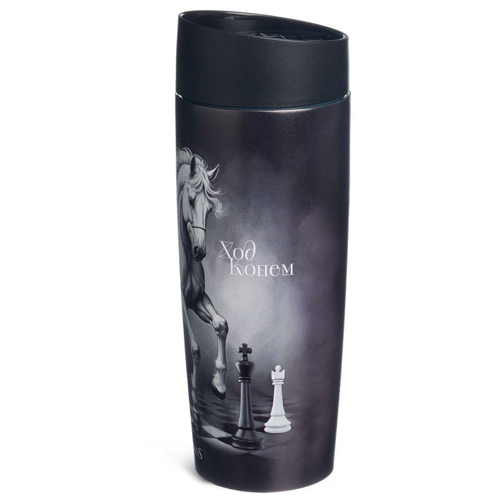 ТЕРМОКРУЖКА AGNESS "ХОД КОНЕМ" 360МЛ, КОЛБА НЕРЖ.СТАЛЬ 18/10