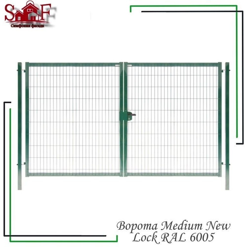 Ворота Medium Lock 1,53х3,5 м Grand Line (RAL 6005)