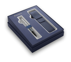 Подарочный набор Ручка роллер Waterman Embleme цвет GREY CT, цвет чернил: черный с чехлом