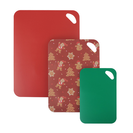 Набор досок разделочных гибких 3шт "Новогодний" 38х29см, 33,5х24см, 29х19см, пластик