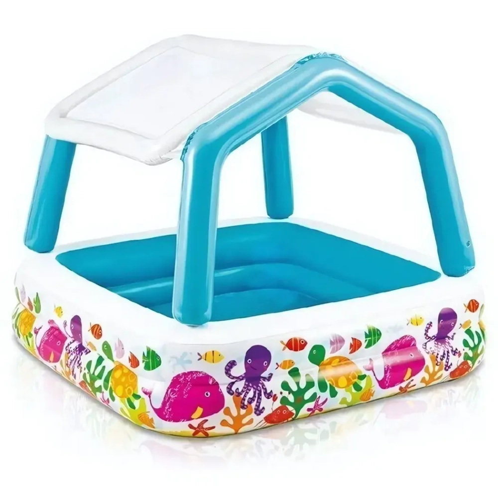 Бассейн надувной с навесом 157*157*122 см Sun Shade Intex (57470NP)