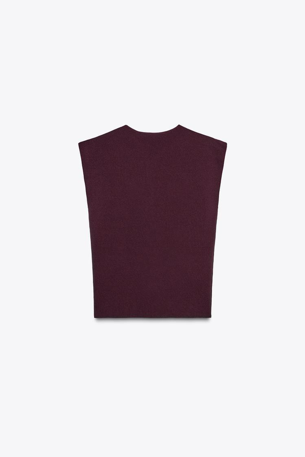 ZARA ТРИКОТАЖНЫЙ ТОП С ЗОЛОТИСТОЙ ДЕТАЛЬЮ, ЦВЕТ БУРГУНДСКОГО ВИНА