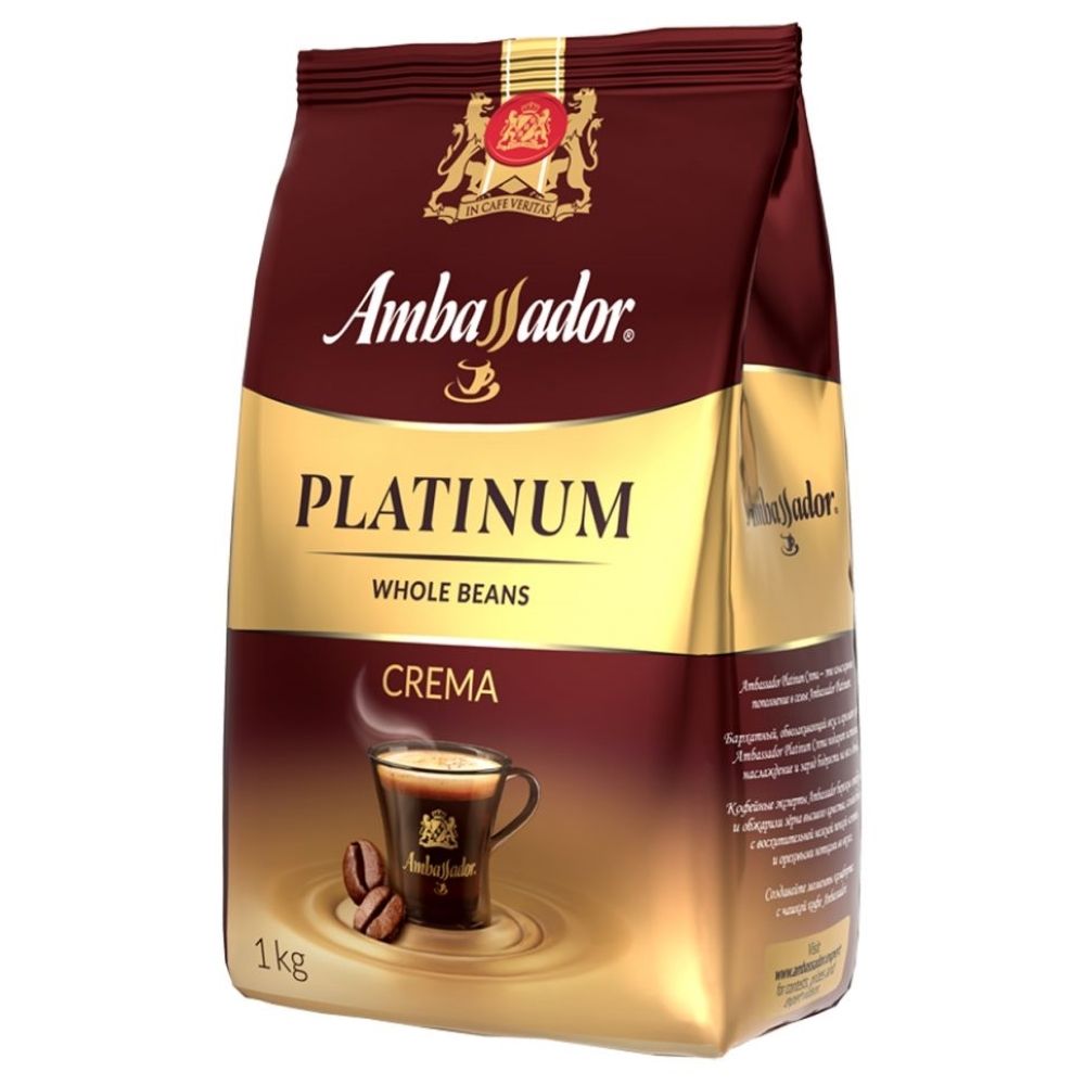 Кофе в зернах Ambassador Platinum Crema 1 кг, 2 шт